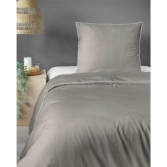 Pure Katoen satijn dekbedovertrek uni - beige - eenpersoons