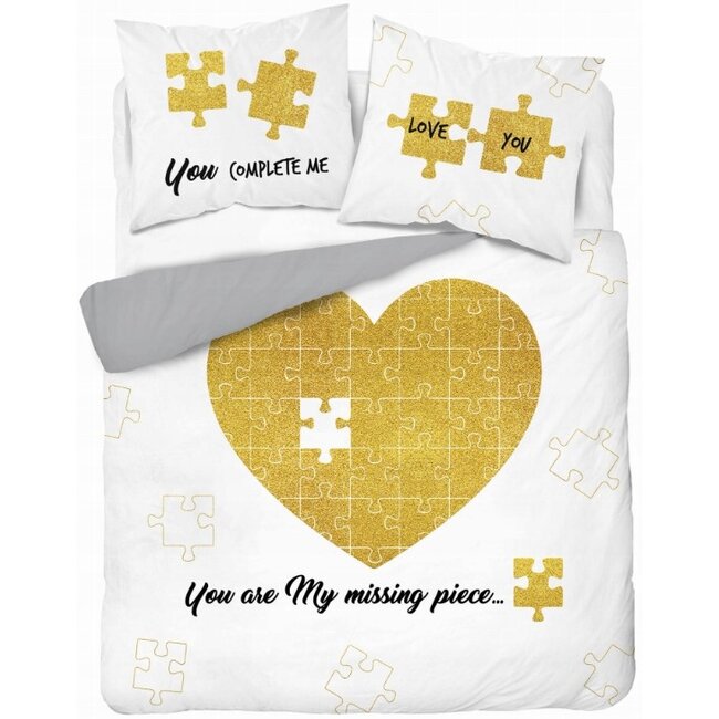 Katoen dekbedovertrek You are my missing piece - 220x200 + 2st. 70x80 cm