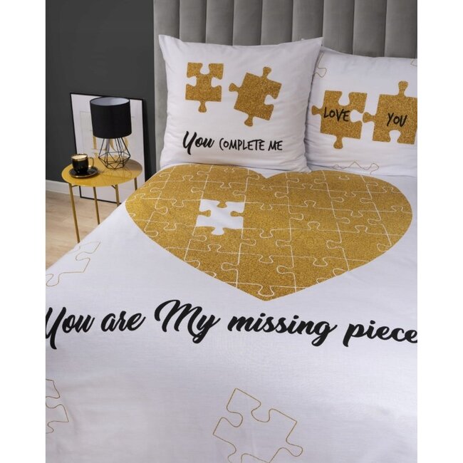 Katoen dekbedovertrek You are my missing piece - 220x200 + 2st. 70x80 cm