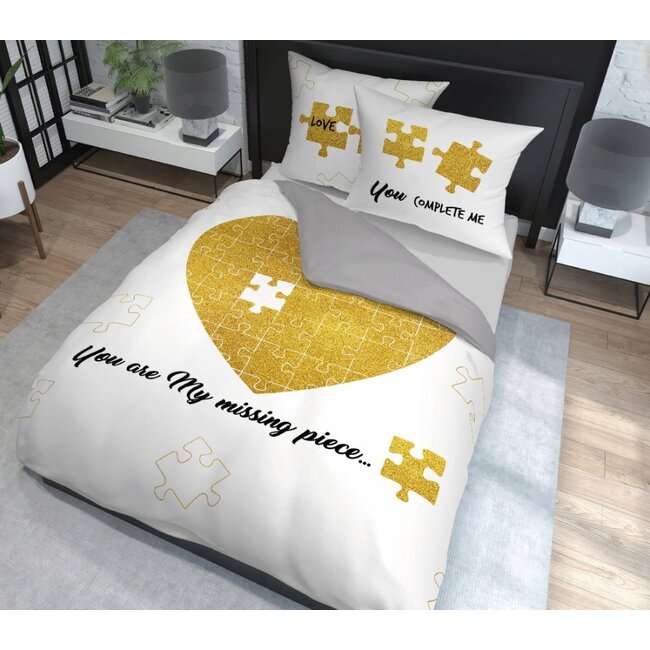 Katoen dekbedovertrek You are my missing piece - 220x200 + 2st. 70x80 cm