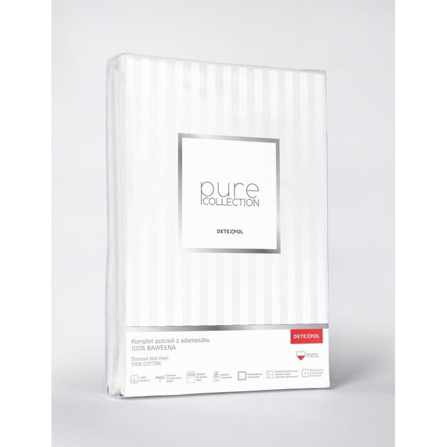 Katoen dekbedovertrek Hotelstreep - wit - 140x200 + 70x80 cm