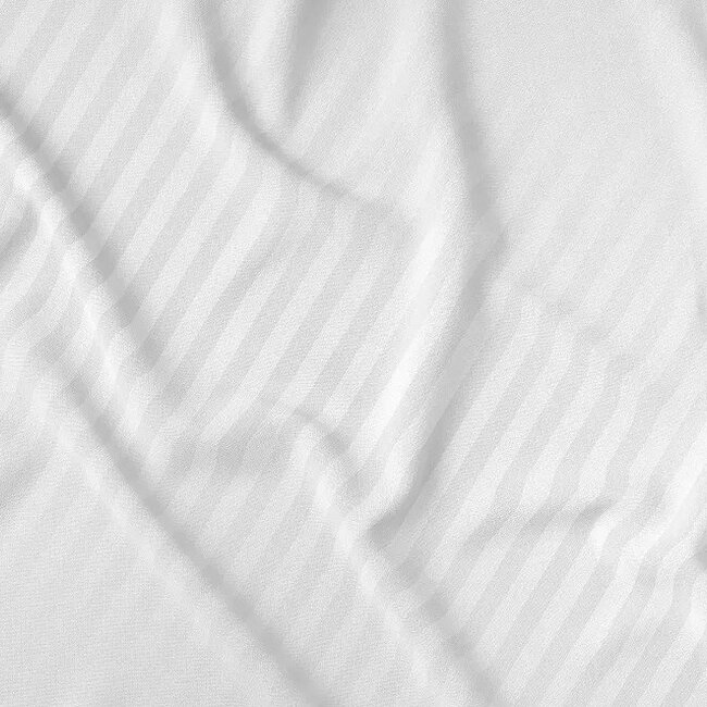 Katoen dekbedovertrek Hotelstreep - wit - 140x200 + 70x80 cm