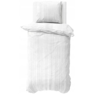 Pure Katoen dekbedovertrek Hotelstreep - wit - eenpersoons