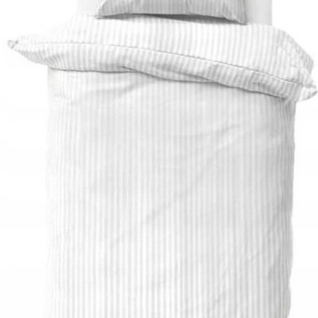 Katoen dekbedovertrek Hotelstreep - wit - 140x200 + 70x80 cm