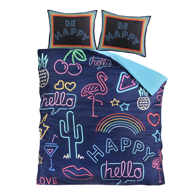 Microvezel dekbedovertrek Neon Be Happy