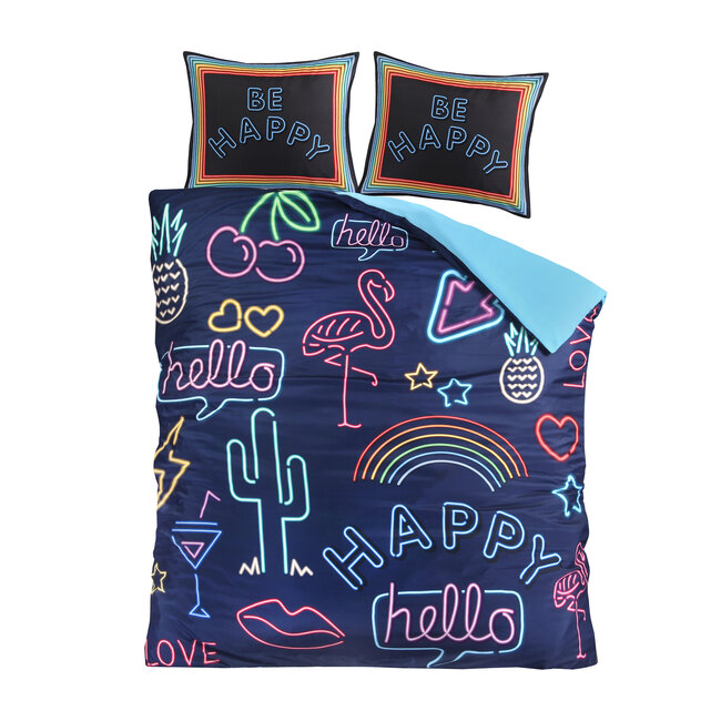 Microvezel dekbedovertrek Neon Be Happy