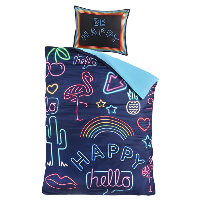 Microvezel dekbedovertrek Neon Be Happy