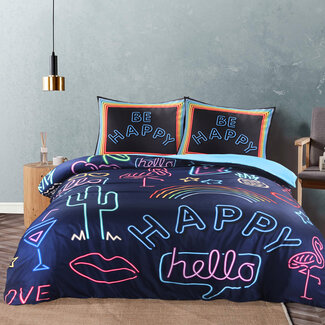 .Decoware® Microvezel dekbedovertrek Neon Be Happy