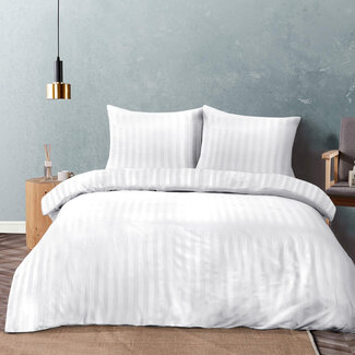 .Decoware® Hotelstreep dekbedovertrek wit - Microvezel