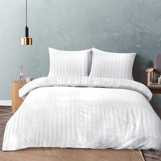 .Decoware® Microvezel dekbedovertrek Hotelstreep wit