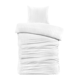 .Decoware® Hotelstreep dekbedovertrek wit - Microvezel