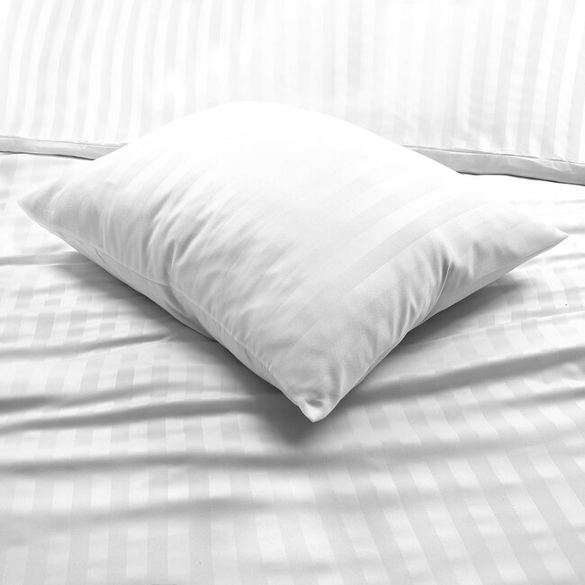 Hotelstreep dekbedovertrek wit - Microvezel