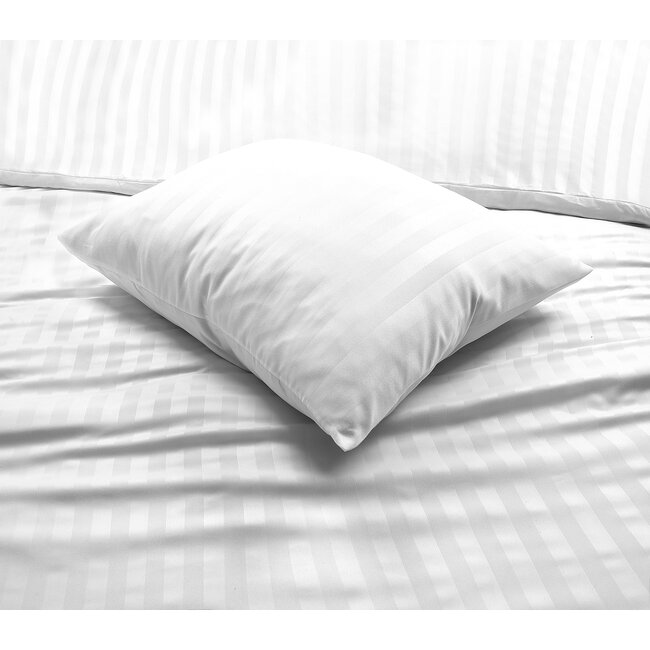 Hotelstreep dekbedovertrek wit - Microvezel