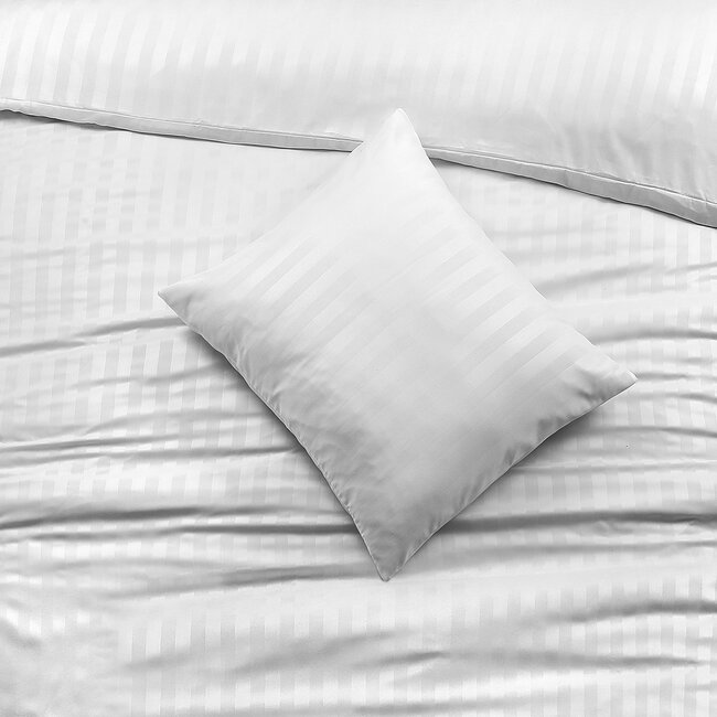 Hotelstreep dekbedovertrek wit - Microvezel