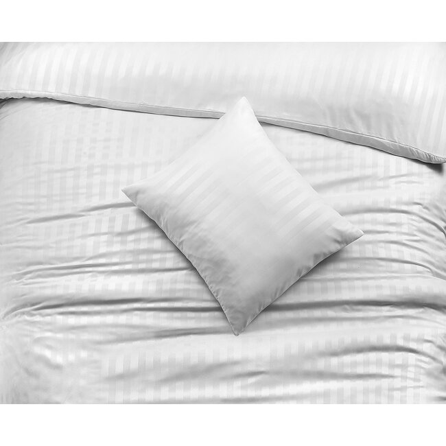 Hotelstreep dekbedovertrek wit - Microvezel
