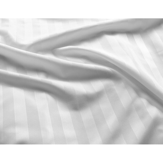 Hotelstreep dekbedovertrek wit - Microvezel