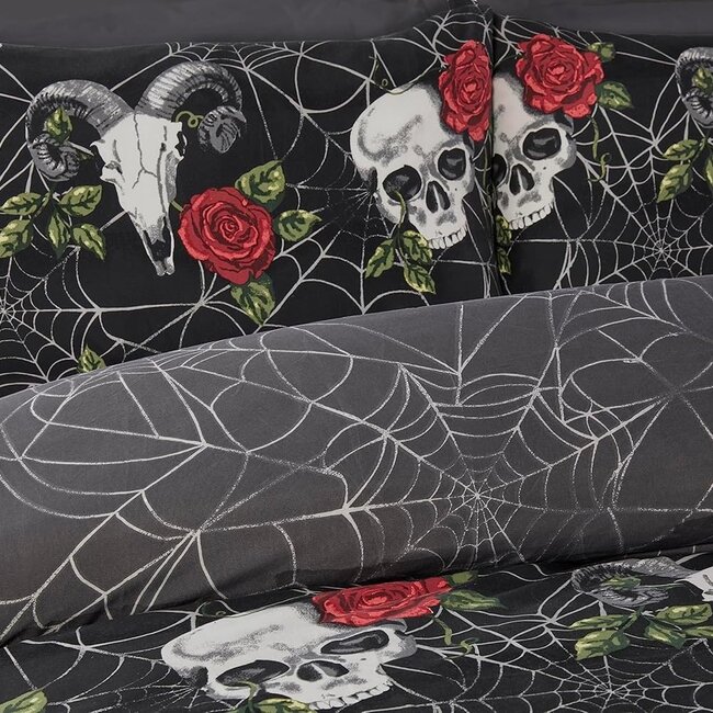 Microvezel dekbedovertrek Skulls & Roses