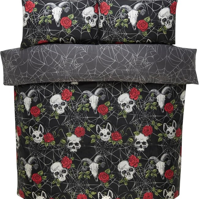 Microvezel dekbedovertrek Skulls & Roses