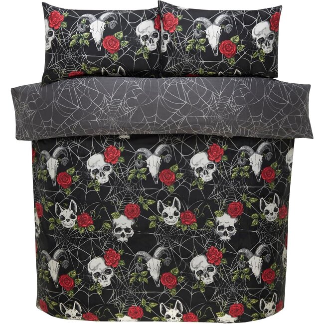 Microvezel dekbedovertrek Skulls & Roses