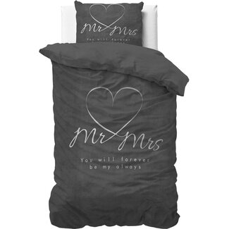 Sleeptime Microvezel dekbedovertrek Mr & Mrs Heart - Antraciet