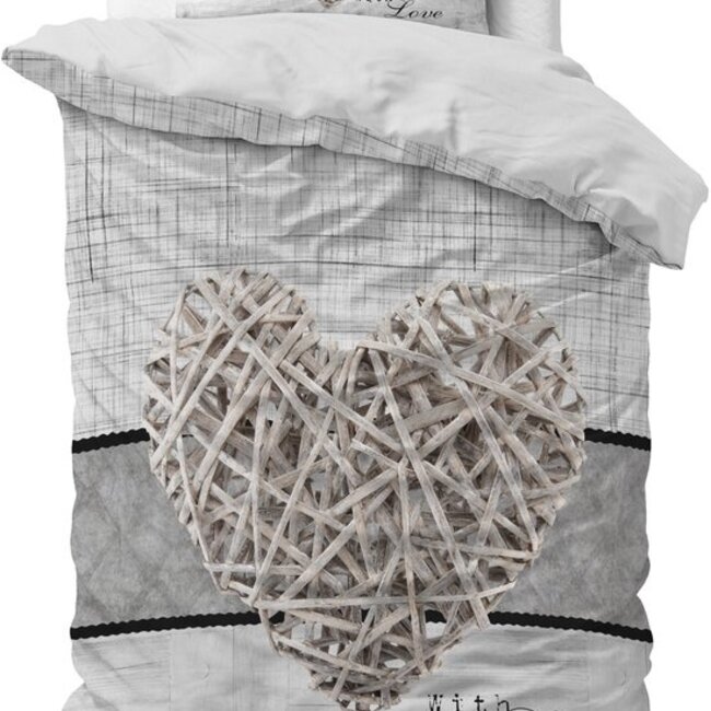 Microvezel dekbedovertrek Home is Heart - Wit