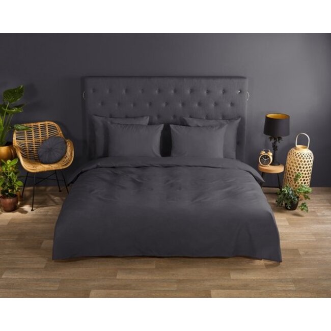 Katoen dekbedovertrek uni antraciet - katoen