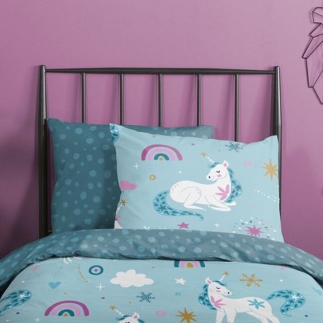 Flanel kinderdekbedovertrek  snowycorn -140x220 + 60x70 cm