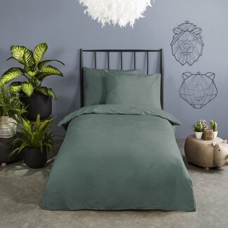 Good Morning Ledikant dekbedovertrek uni olijfgroen - katoen