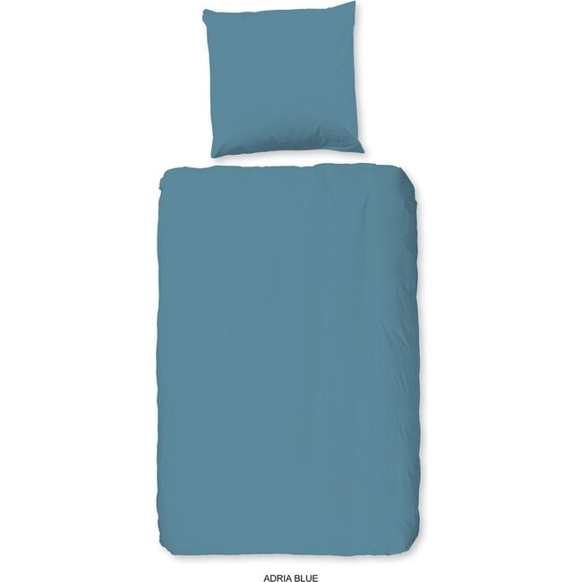 Katoen dekbedovertrek uni Adria blauw