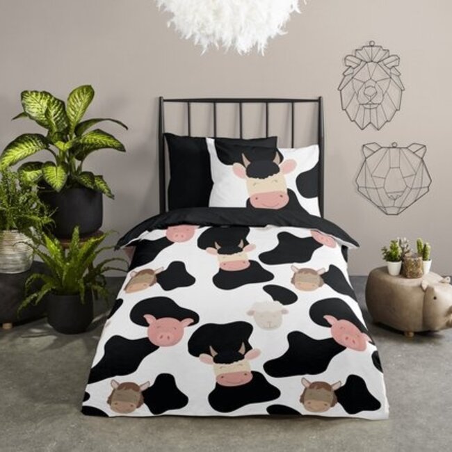 Katoen kinderdekbedovertrek Cow & friends - 140x220 + 60x70 cm