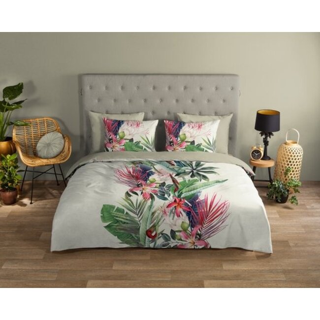 Katoen dekbedovertrek Tropical flowers bloemen