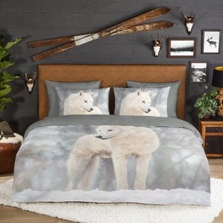 Good Morning Flanel dekbedovertrek Wolf Julian - grijs