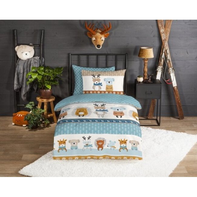 Flanel kinderdekbedovertrek woodland - 140x220 + 60x70 cm