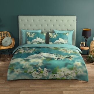 Good Morning Katoen dekbedovertrek Bloesem tak met duiven