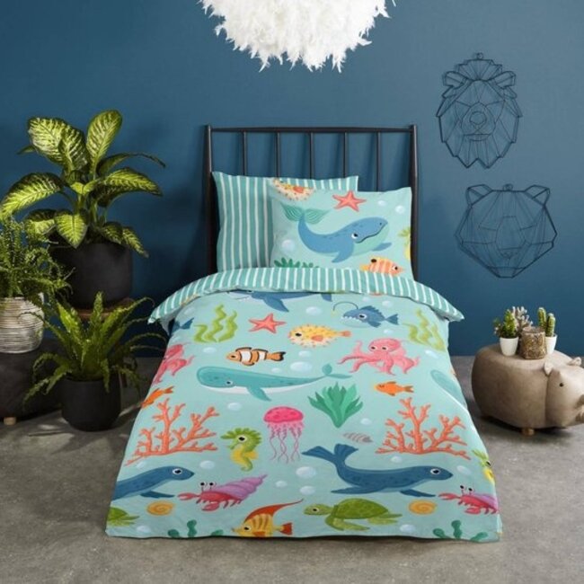 Katoen kinderdekbedovertrek Ocean - 140x220 + 60x70 cm
