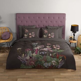 Good Morning Katoen dekbedovertrek Phoebe -  bruin - bloemenprint