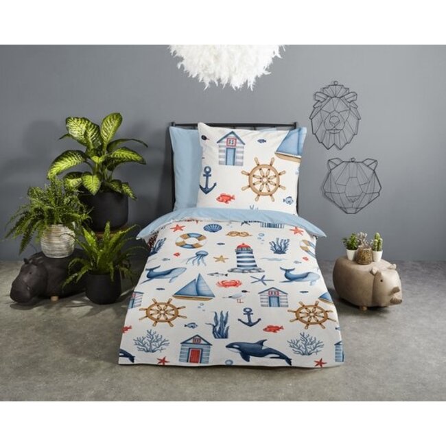 Ledikant dekbedovertrek Ahoy - katoen - 100x135 cm