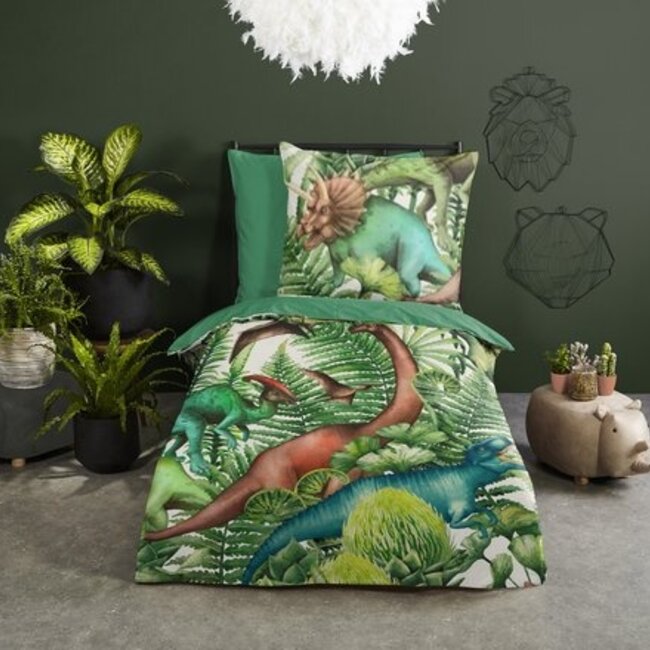 Katoen kinderdekbedovertrek Prehistory Dino - 140x220 + 60x70 cm
