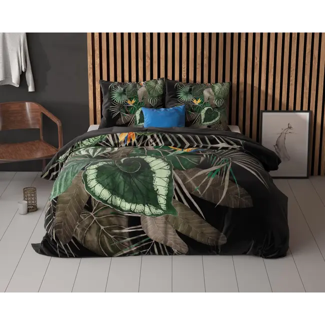 Microvezel dekbedovertrek Dark Leaves