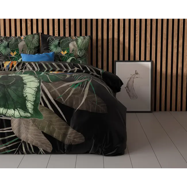 Microvezel dekbedovertrek Dark Leaves