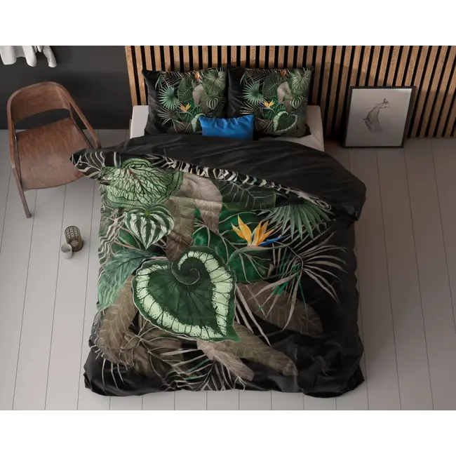 Microvezel dekbedovertrek Dark Leaves