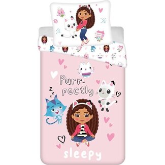 Disney & Licentie Gabby's Poppenhuis Polykatoen dekbedovertrek Purrfectly - eenpersoons