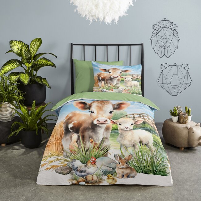 Microvezel kinderdekbedovertrek Farm - 140x220 + 60x70 cm