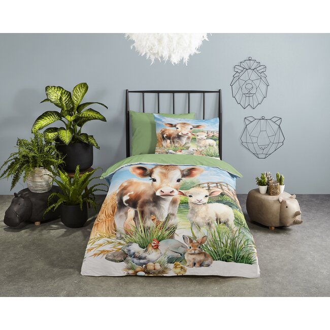 Microvezel kinderdekbedovertrek Farm - 140x220 + 60x70 cm