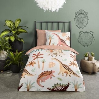 Good Morning Katoen dekbedovertrek Dino - eenpersoons