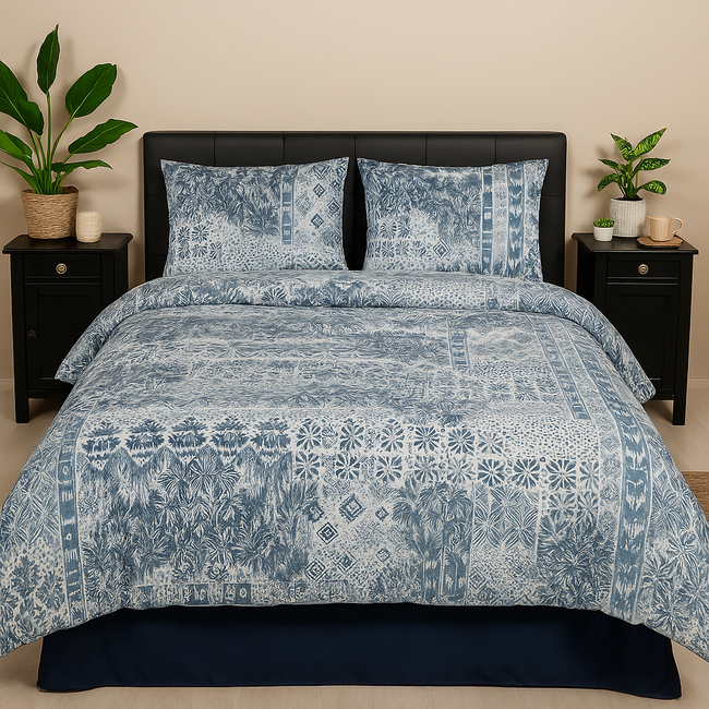 Katoen dekbedovertrek Pava - blauw