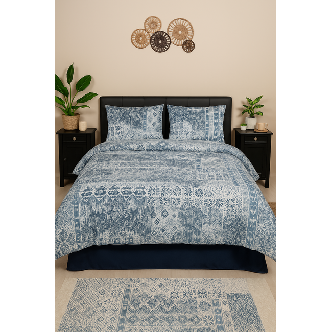 Katoen dekbedovertrek Pava - blauw