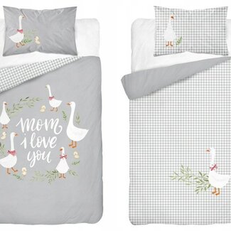 Mayamoo Ledikant dekbedovertrek Ganzen - Mom I love you - katoen