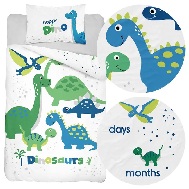 Ledikant dekbedovertrek Dinosaurs - bamboe/katoen
