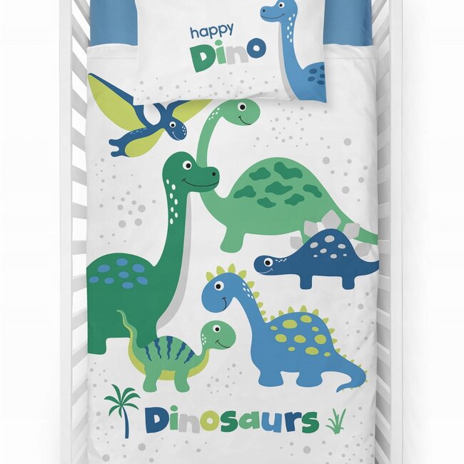 Ledikant dekbedovertrek Dinosaurs - bamboe/katoen